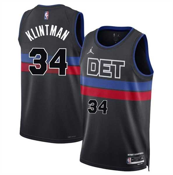 Men%27s Detroit Pistons #34 Bobi Klintman Black 2024 Statement Edition Stitched Jersey Dzhi